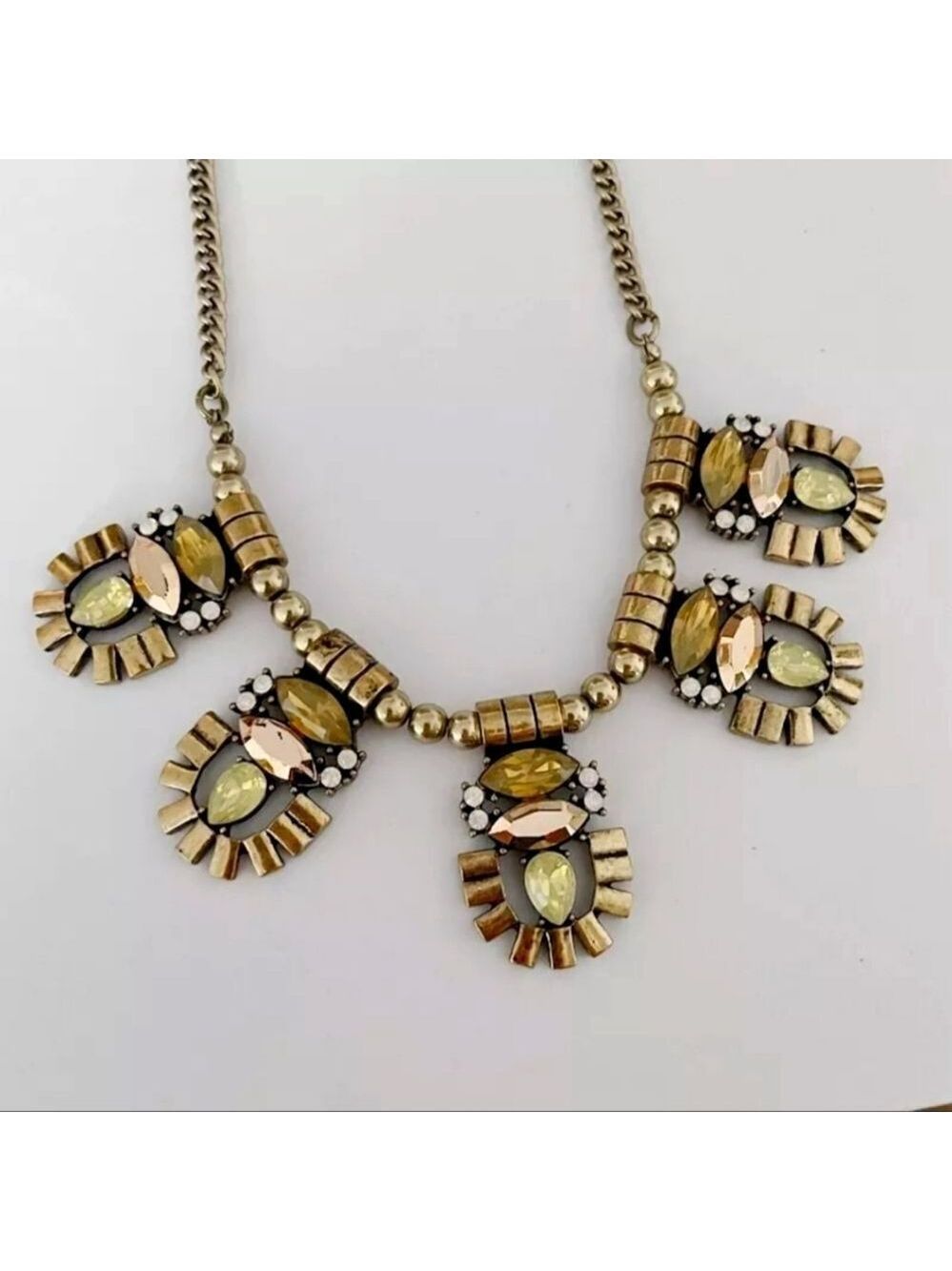 CHICO'S ANTIQUE GOLD TONE YELLOW 16"-20" NECKLACE GOLD STATEMENT NECKLACE